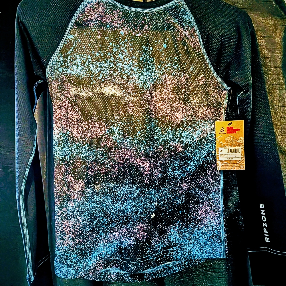 Ripzone Kids Long Sleeve Glitter Tee - Black and Blue